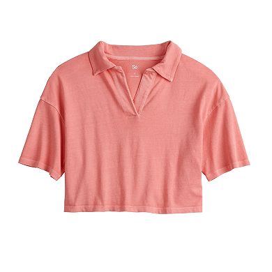 Juniors' SO® Cropped Polo Shirt