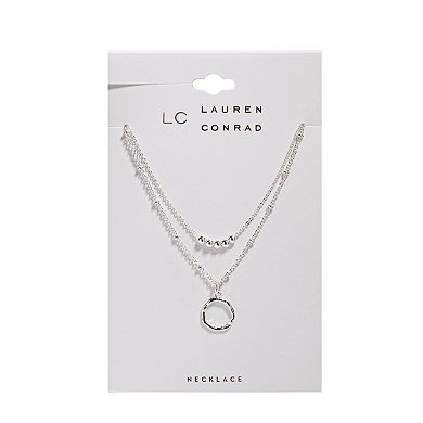 LC Lauren Conrad Silver Tone Beaded Two-Row Nickel Free Circle Pendant Necklace
