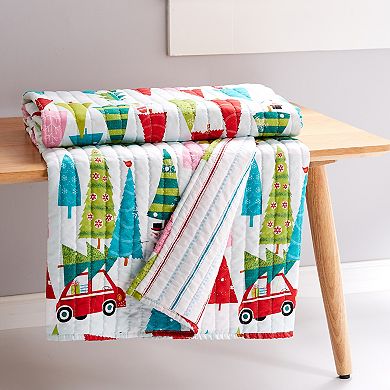 Levtex Home Merry & Bright Holly Jolly Quilted Throw Blanket