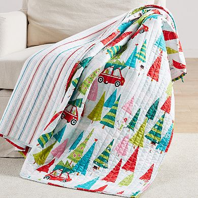 Levtex Home Merry & Bright Holly Jolly Quilted Throw Blanket