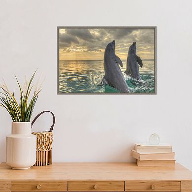 Amanti Art Dolphin Dance Framed Canvas Print