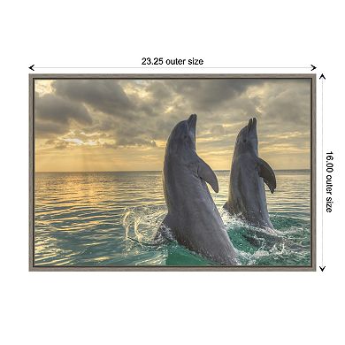 Amanti Art Dolphin Dance Framed Canvas Print