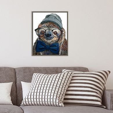 Amanti Art Hipster Sloth Framed Canvas Print