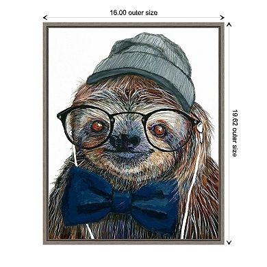 Amanti Art Hipster Sloth Framed Canvas Print