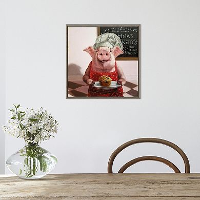 Amanti Art Pinkies Bakery (Pig) Framed Canvas Print