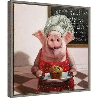 Amanti Art Pinkies Bakery (Pig) Framed Canvas Print