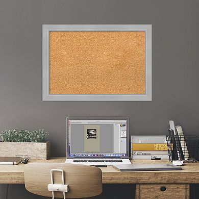 Amanti Art Vista Brushed Nickel Finish Narrow Framed Cork Board Wall Decor