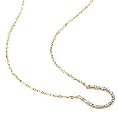 Stella Grace 18k Gold Over Sterling Silver 1/6 Carat T.W. Diamond Horseshoe Pendant Necklace