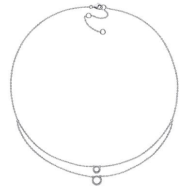Stella Grace Sterling Silver Diamond Accent 2-Circle Layered Necklace
