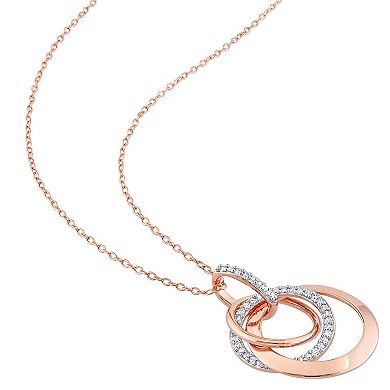 Stella Grace 18k Rose Gold Over Silver 1/5 Carat T.W. Diamond Triple Circle Pendant Necklace