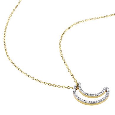 Stella Grace 18k Gold Over Sterling Silver 1/5 Carat T.W. Diamond Moon Pendant Necklace