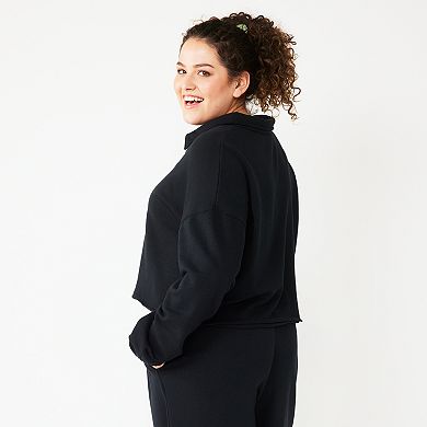 Juniors' Plus Size SO® Long Sleeve Fleece Polo