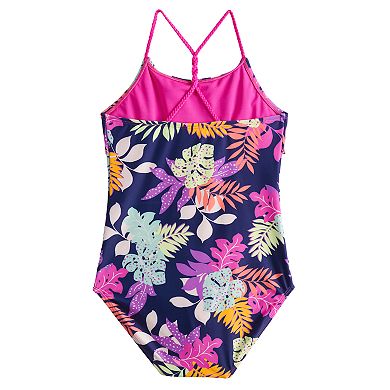 Girls 7-16 SO® Floral Flounce One Piece Swimsuit