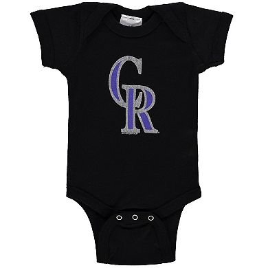 Newborn & Infant Soft as a Grape Black/Gray Colorado Rockies 2-Piece Body Suit