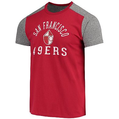 Men's Majestic Threads Scarlet/Heathered Gray San Francisco 49ers Gridiron Classics Field Goal Slub T-Shirt