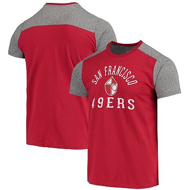 Men's Majestic Threads Scarlet/Heathered Gray San Francisco 49ers Gridiron Classics Field Goal Slub T-Shirt