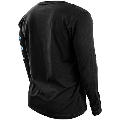 Men's New Era Black Carolina Panthers Hype 2-Hit Long Sleeve T-Shirt