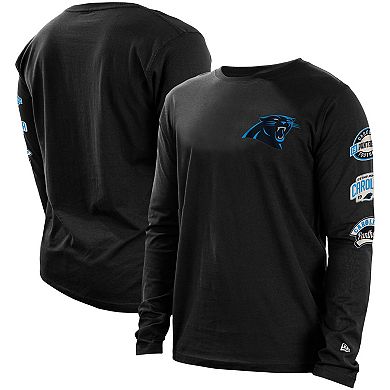 Men's New Era Black Carolina Panthers Hype 2-Hit Long Sleeve T-Shirt