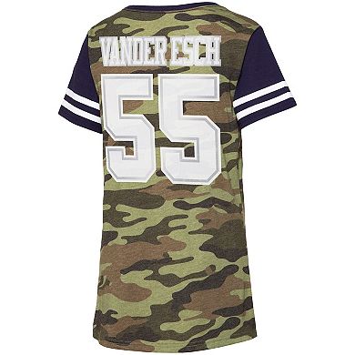 Women's Leighton Vander Esch Camo/Navy Dallas Cowboys Simone Name & Number V-Neck Tri-Blend T-Shirt