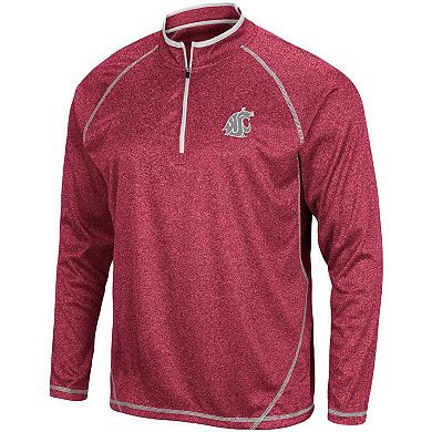 Men's Colosseum Heathered Crimson Washington State Cougars Movie Theater Raglan Quarter-Zip Jacket