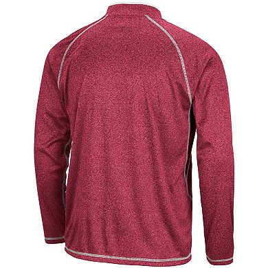 Men's Colosseum Heathered Crimson Washington State Cougars Movie Theater Raglan Quarter-Zip Jacket