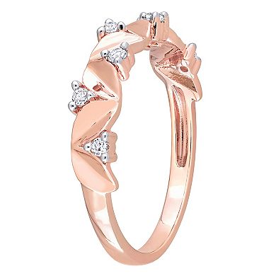 Stella Grace 18k Rose Gold Over Silver White Topaz Semi-Eternity Ring