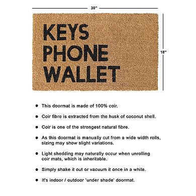 RugSmith Keys Phone Wallet Doormat - 18'' x 30''