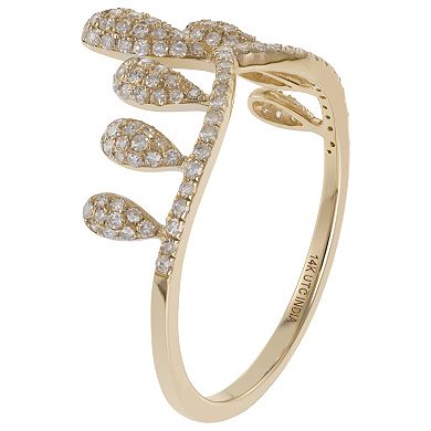 Luxle 14k Gold 3/8 Carat T.W. Diamond Crown Ring