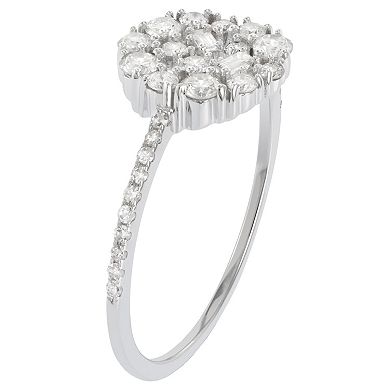 Luxle 14k White Gold 3/8 Carat T.W. Diamond Cluster Ring