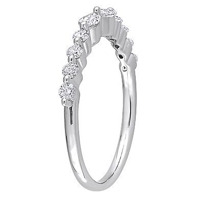 Stella Grace Platinum Over Sterling Silver 5/8 Carat T.W. Lab-Grown Diamond Stackable Ring