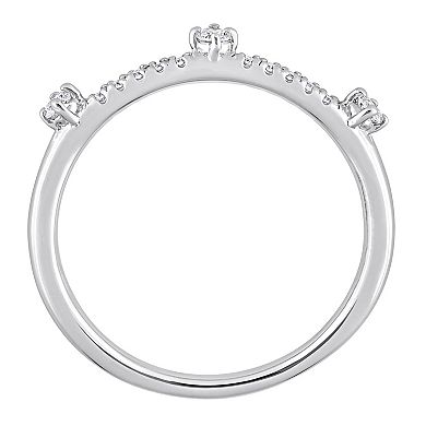 Stella Grace Platinum Over Sterling Silver 1/7 Carat T.W. Lab-Grown Diamond Semi-Eternity Ring