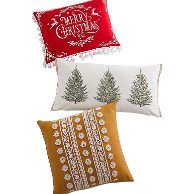 Levtex Home Folk Deer Christmas Trees Decorative Pillow