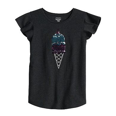 Girls 4-12 Jumping Beans® Embellished Flutter Sleeve Graphic Tee