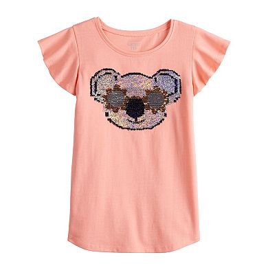 Girls 4-12 Jumping Beans® Embellished Flutter Sleeve Graphic Tee