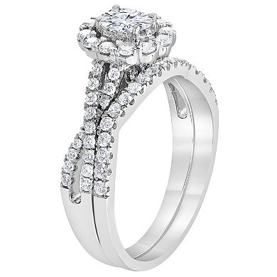 Evolv 14k White Gold 1 Carat T.W. IGI Certified Lab-Grown Diamond Engagement Ring Set