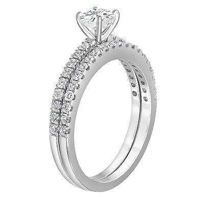 Evolv 14k White Gold 1 Carat T.W. Lab-Grown Diamond Engagement Ring Set