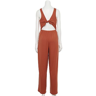 Juniors' Live To Be Spoiled Ribbed Knit Jumpsuit