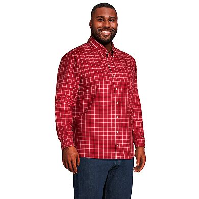 Big & Tall Lands' End Plaid No-Iron Twill Button-Down Shirt