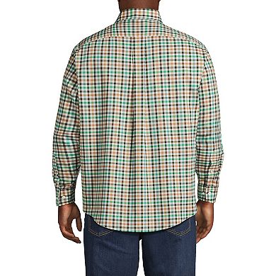 Big & Tall Lands' End Plaid No-Iron Twill Button-Down Shirt