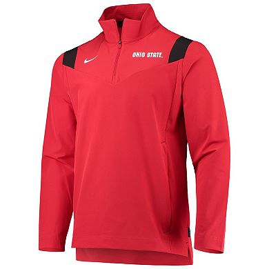 Men's Nike Scarlet Ohio State Buckeyes 2021 Team Coach Quarter-Zip Jacket