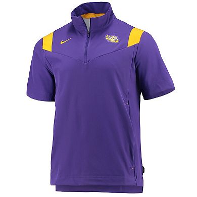 Men's Nike Purple LSU Tigers 2021 Coaches Short Sleeve Quarter-Zip Jacket