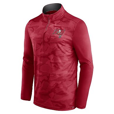 Men's Fanatics Branded Red Tampa Bay Buccaneers Camo Jacquard Quarter-Zip Jacket