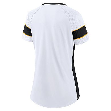 Women's Fanatics Branded White/Black Pittsburgh Steelers Away Team Draft Me Lace-Up V-Neck T-Shirt