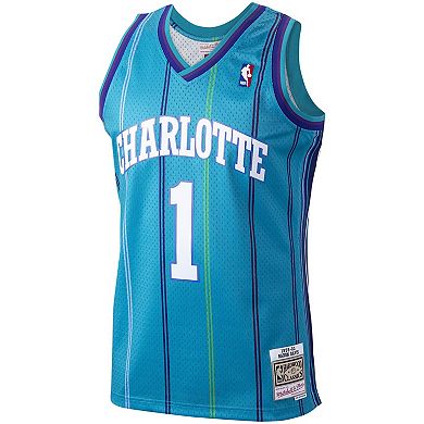 Men's Mitchell & Ness Baron Davis Teal Charlotte Hornets Hardwood Classics Swingman Jersey