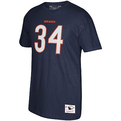 Men's Mitchell & Ness Walter Payton Navy Chicago Bears Retired Player Logo Name & Number T-Shirt