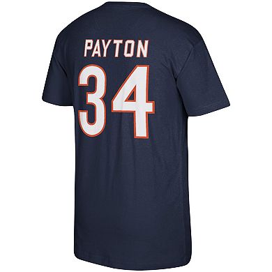 Men's Mitchell & Ness Walter Payton Navy Chicago Bears Retired Player Logo Name & Number T-Shirt