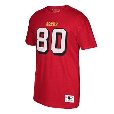 Men's Mitchell & Ness San Francisco 49ers Jerry Rice Scarlet Retired Player Name & Number T-Shirt