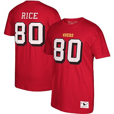 Men's Mitchell & Ness San Francisco 49ers Jerry Rice Scarlet Retired Player Name & Number T-Shirt