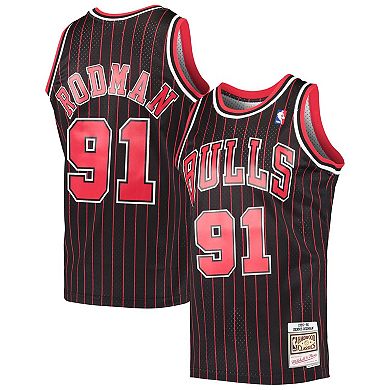 Men's Mitchell & Ness Dennis Rodman Black Chicago Bulls Hardwood Classics Swingman Jersey