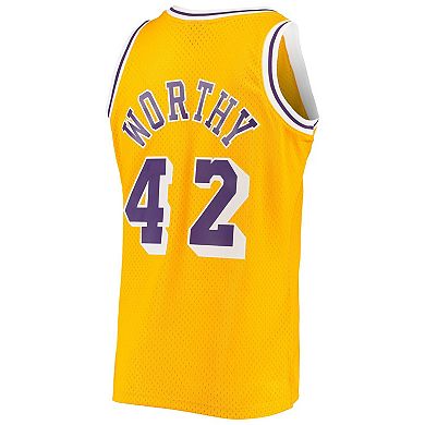 Men's Mitchell & Ness James Worthy Gold Los Angeles Lakers 1984-85 Hardwood Classics Swingman Jersey